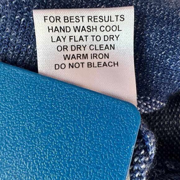 Peter Millar Mens Large Sweater Merino Wool 1/4 Zip Blue Mock Neck Knit - Picture 6 of 6